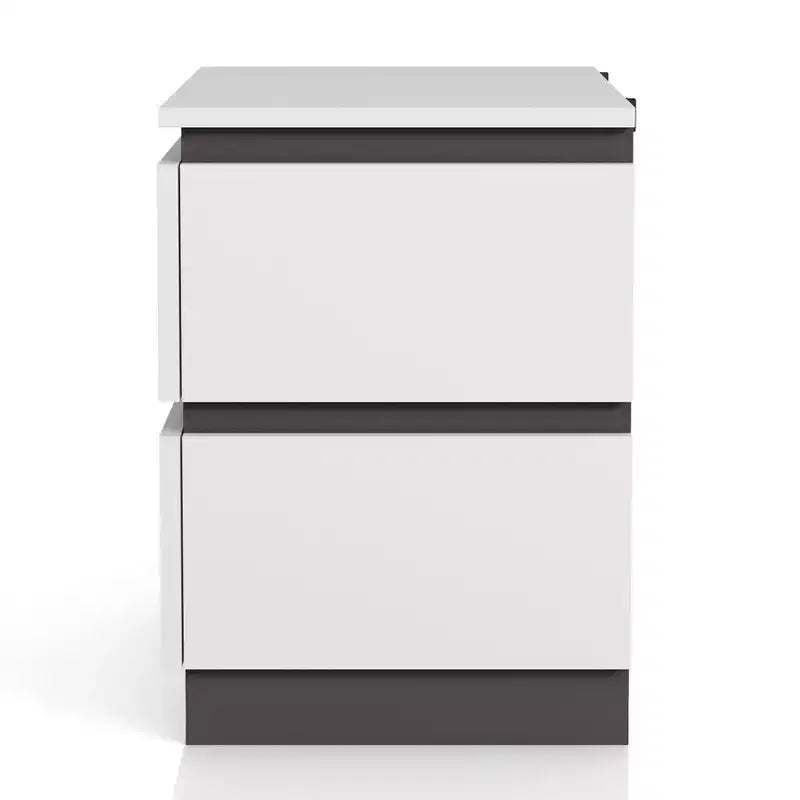 Lit Queen moderne 3 pièces Pape avec 2 tables de chevet Blanc/Gris métallisé - miBasics : Ensemble de meubles contemporains