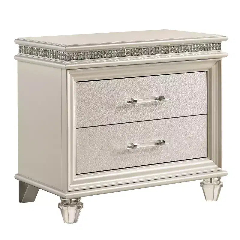 Ensemble table de chevet et commode 2 pièces en granit blanc perle - HOMES: Inside + Out