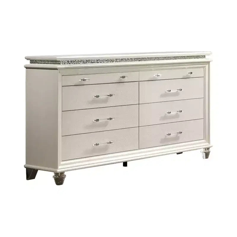 Ensemble table de chevet et commode 2 pièces en granit blanc perle - HOMES: Inside + Out