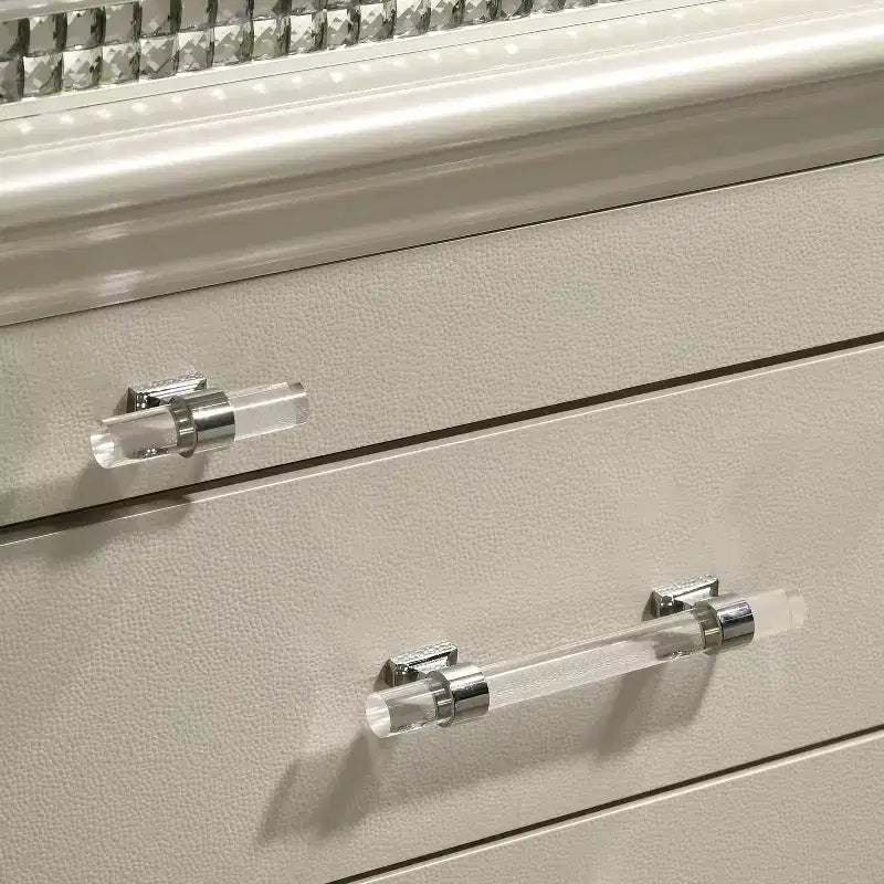 Ensemble table de chevet et commode 2 pièces en granit blanc perle - HOMES: Inside + Out