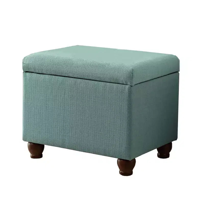 Aqua Upholstered Storage Ottoman Bench, Seats 1