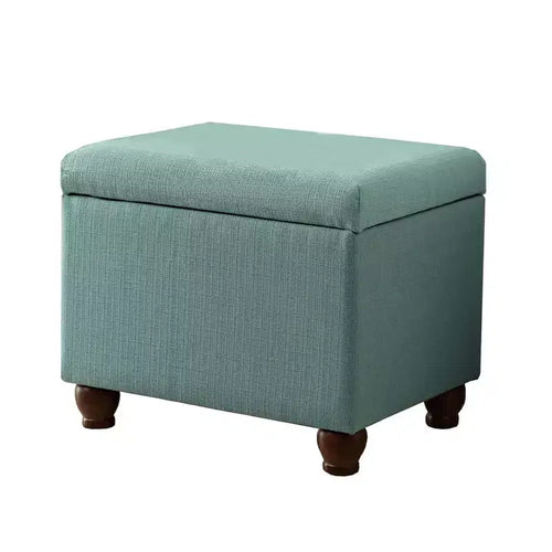 Aqua Upholstered Storage Ottoman Bench, Seats 1