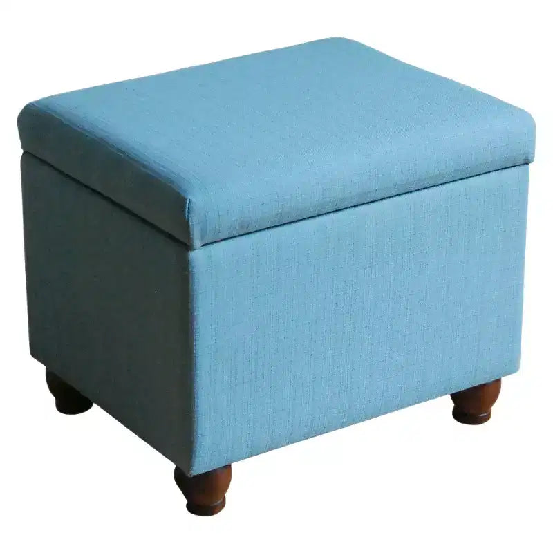 Aqua Upholstered Storage Ottoman Bench, Seats 1