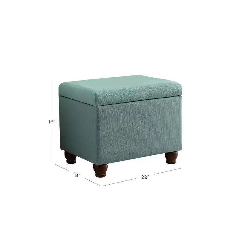 Aqua Upholstered Storage Ottoman Bench, Seats 1