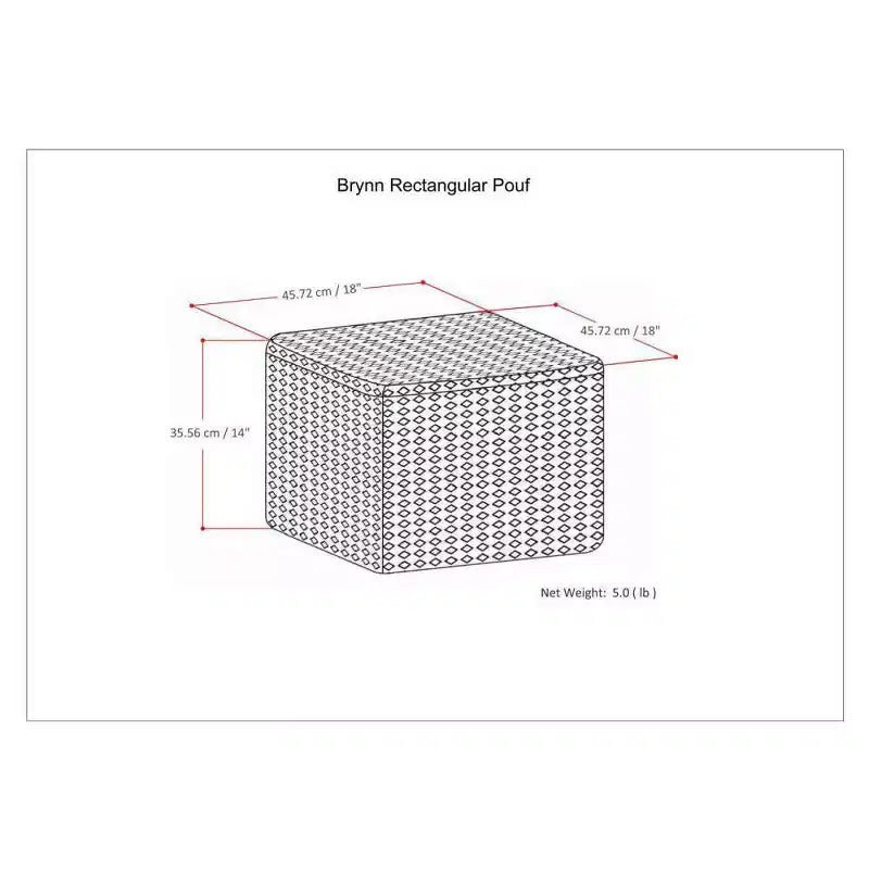 Square Pouf – Black/Natural, Geometric Pattern, Seats 1