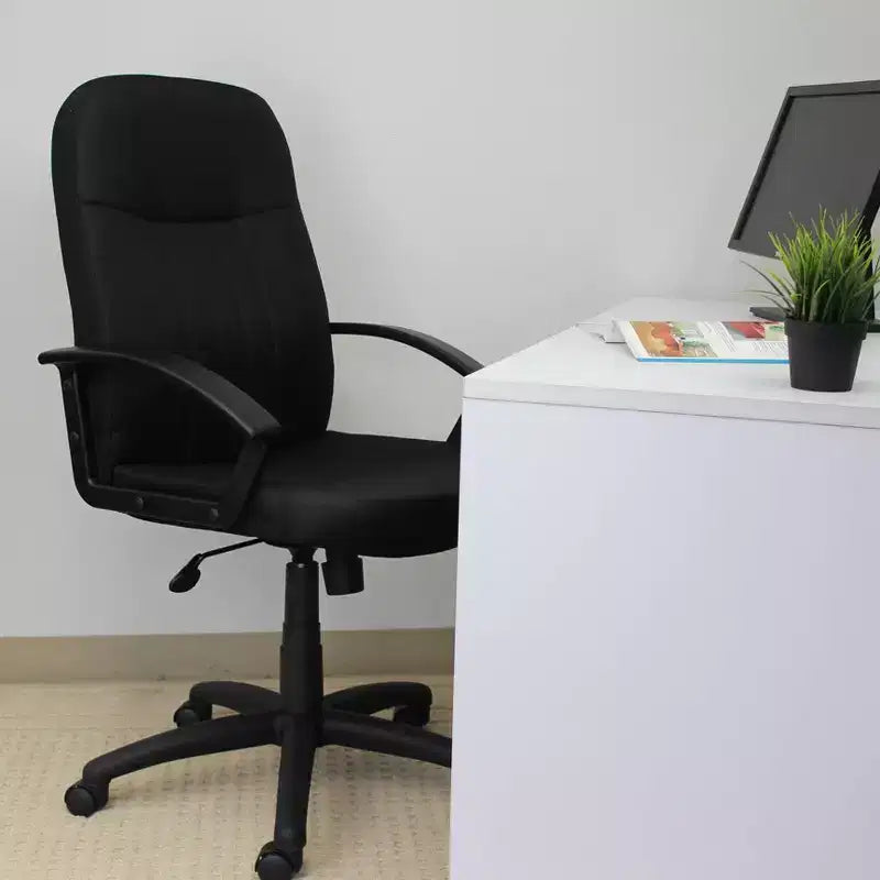 Black Fabric High-Back Manager's Chair, Swivel, for 1 Person