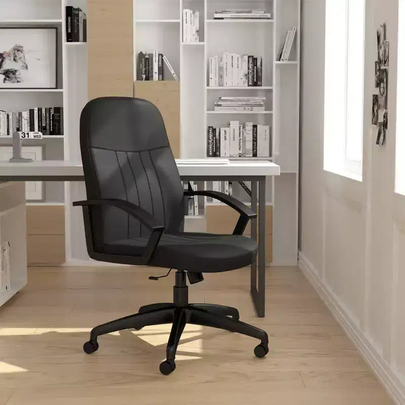 Black Fabric High-Back Manager's Chair, Swivel, for 1 Person