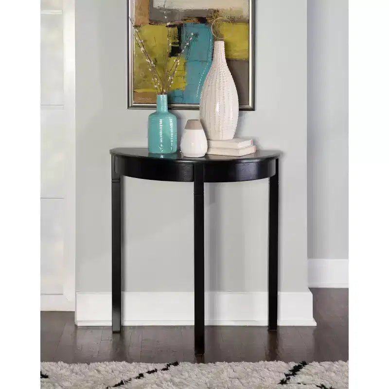 Black Cherry & Black Half-Moon Console Table, Single