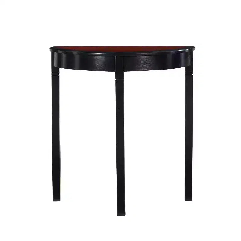 Black Cherry & Black Half-Moon Console Table, Single