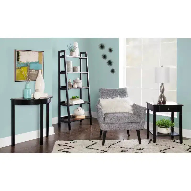 Black Cherry & Black Half-Moon Console Table, Single
