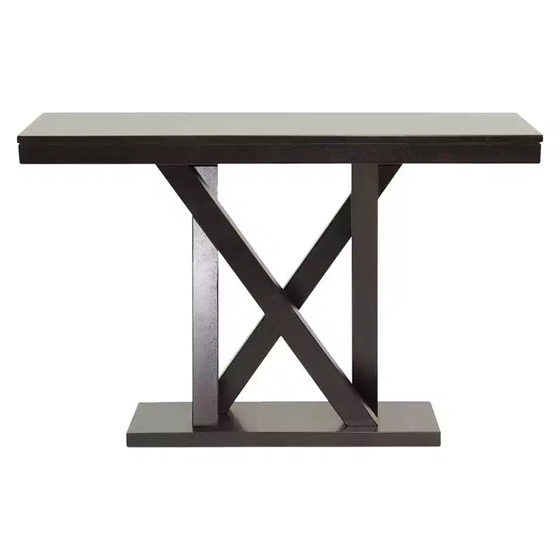 Dark Brown X-Base Console Table, Modern Style