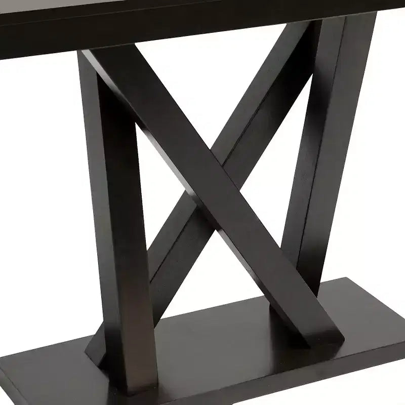 Dark Brown X-Base Console Table, Modern Style
