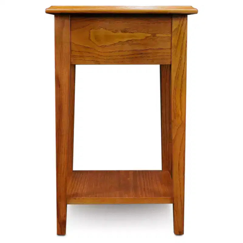 Square Side Table – Medium Oak, 1-Drawer & Lower Shelf
