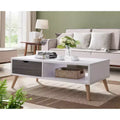Table basse de style transitionnel blanc et gris vieilli avec rangement