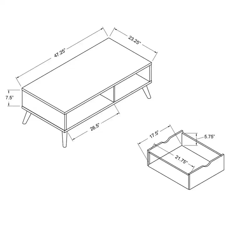 White & Distressed Gray Transitional Coffee Table with Storage