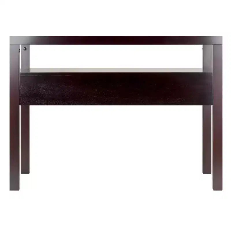 Espresso Console Table with 4 Drawers & Open Shelf