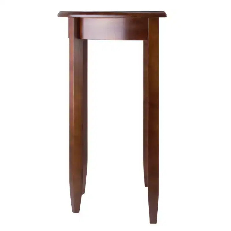Half-Moon Accent Table, Antique Walnut, Tapered Legs, 1-Person Assembly