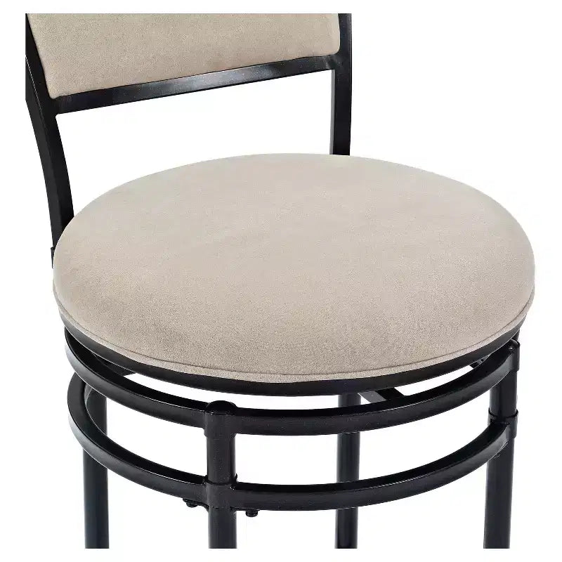 Black Faux Leather Swivel Barstool, Armless High Back, Seats 1
