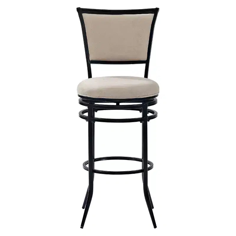 Black Faux Leather Swivel Barstool, Armless High Back, Seats 1