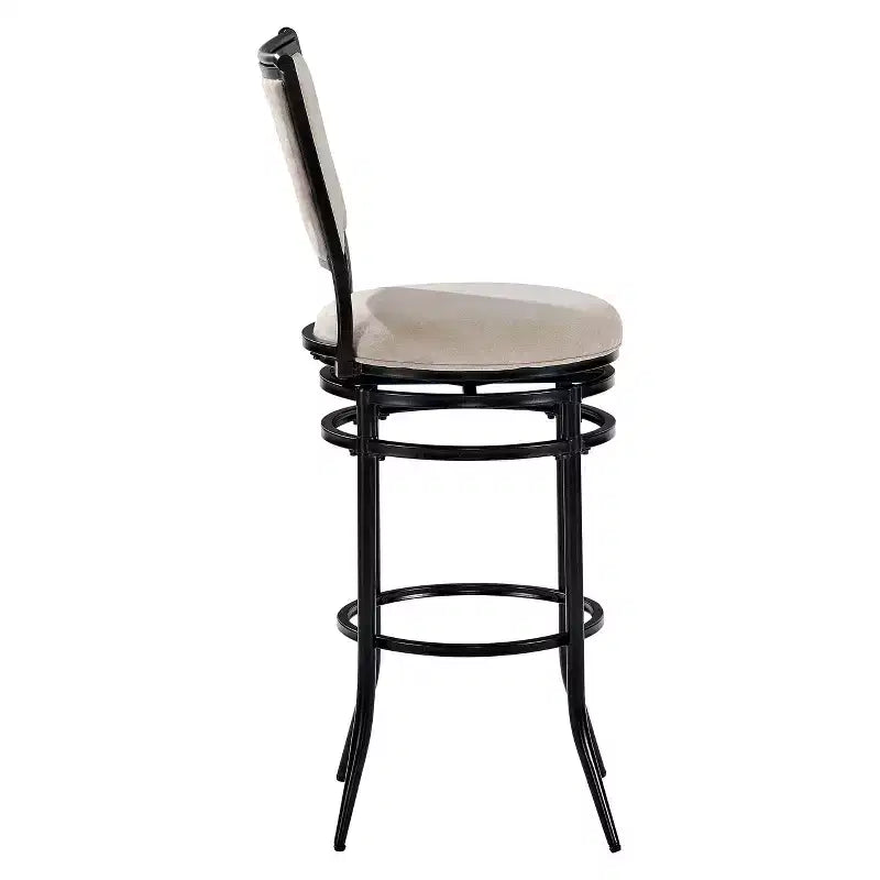 Black Faux Leather Swivel Barstool, Armless High Back, Seats 1