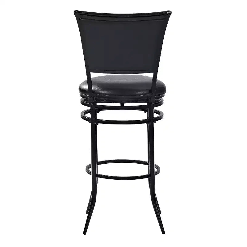 Black Faux Leather Swivel Barstool, Armless High Back, Seats 1