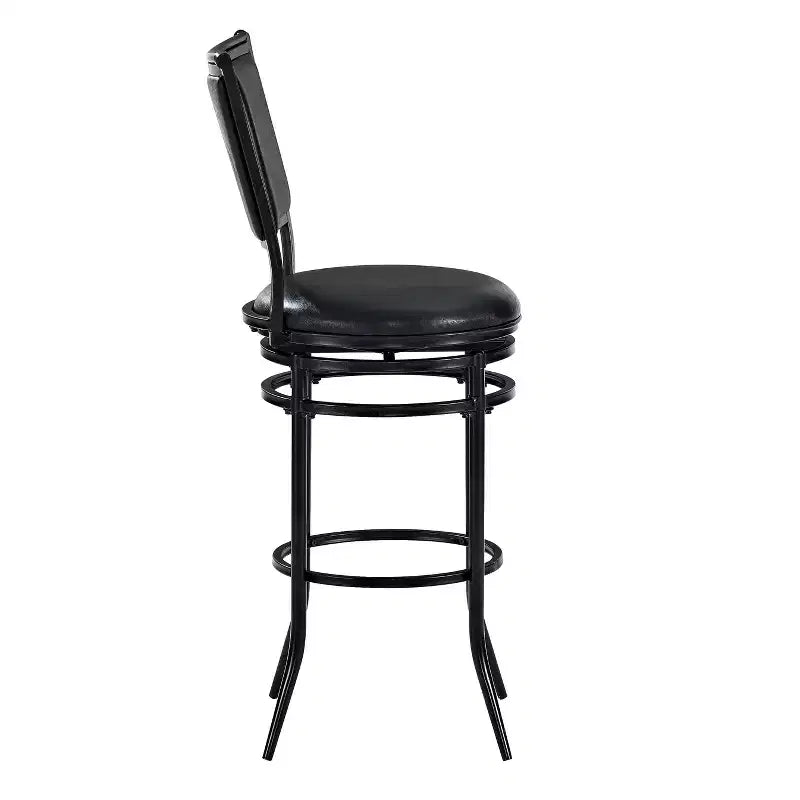 Black Faux Leather Swivel Barstool, Armless High Back, Seats 1