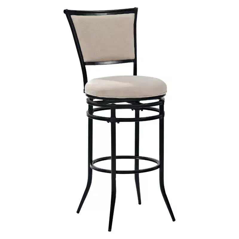 Black Faux Leather Swivel Barstool, Armless High Back, Seats 1