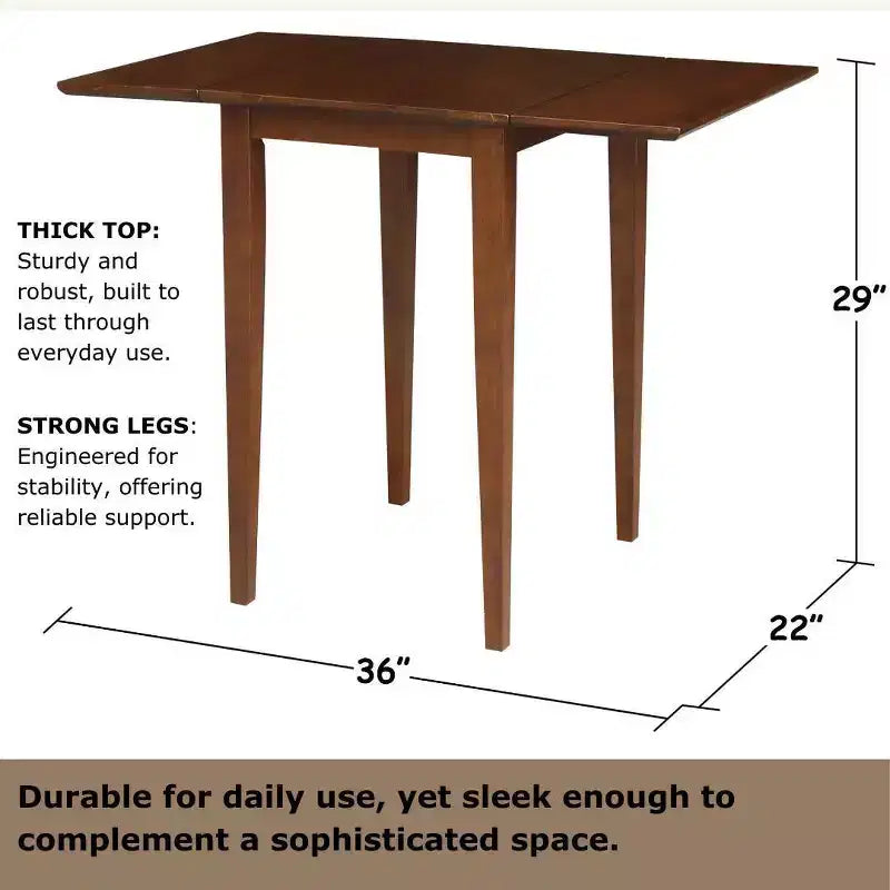 Espresso Drop Leaf Dining Table, Seats 4