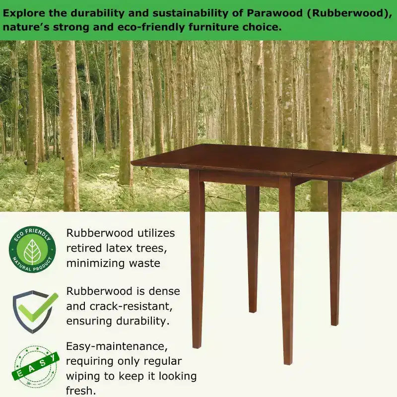 Espresso Drop Leaf Dining Table, Seats 4