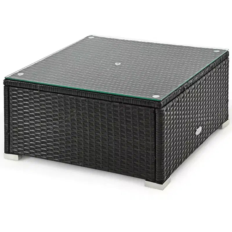 Ensemble de mobilier de jardin en rotin 6 pièces Costway avec coussins, canapé et table basse Turquoise/Rouge/Bleu marine/Marron/Blanc/Noir