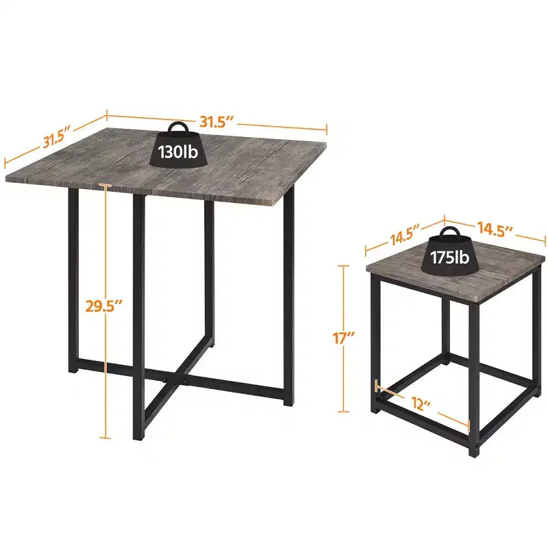 Yaheetech Ensemble de salle à manger 5 pièces avec 1 table carrée, 4 tabourets sans dossier, ensemble de table de cuisine