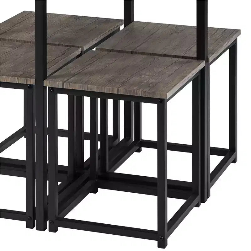 Yaheetech Ensemble de salle à manger 5 pièces avec 1 table carrée, 4 tabourets sans dossier, ensemble de table de cuisine