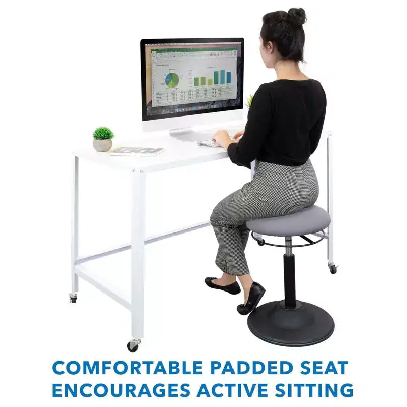 Gray Armless Height-Adjustable Standing Desk Stool, 1-Person