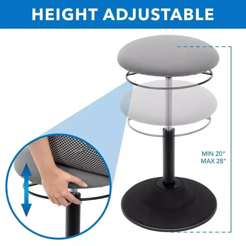 Gray Armless Height-Adjustable Standing Desk Stool, 1-Person