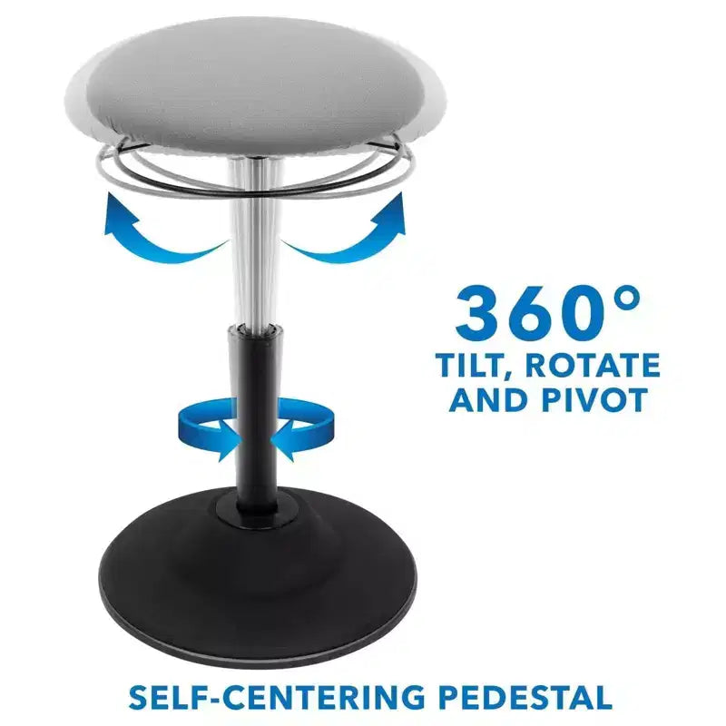Gray Armless Height-Adjustable Standing Desk Stool, 1-Person