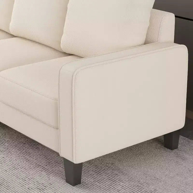Cream 3-Seater Modern Fabric Sofa, 75"