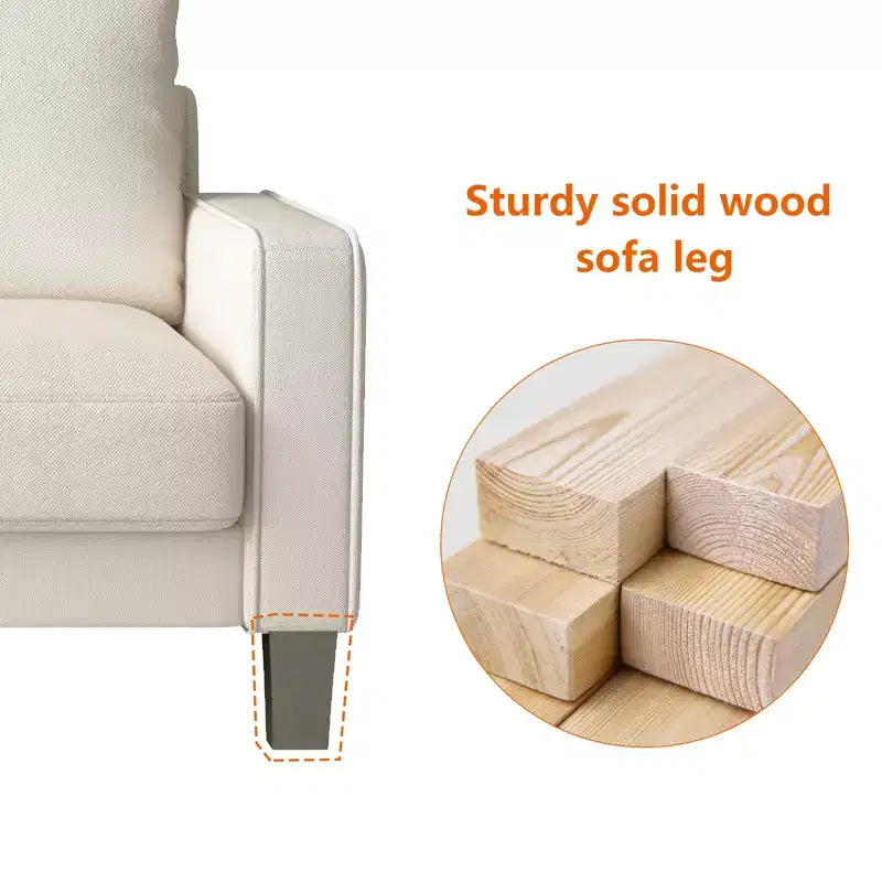 Cream 3-Seater Modern Fabric Sofa, 75"
