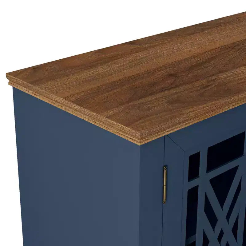 Green/Navy Vintage 2-Door Accent Cabinet, 1-Shelf, for Adults