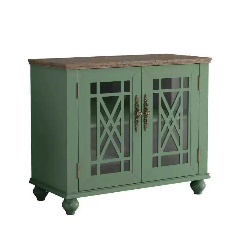 Green/Navy Vintage 2-Door Accent Cabinet, 1-Shelf, for Adults