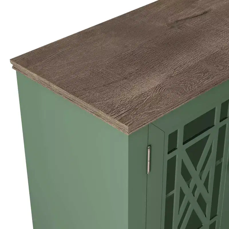 Green/Navy Vintage 2-Door Accent Cabinet, 1-Shelf, for Adults