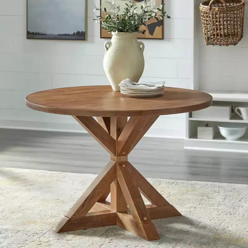 Ensemble repas rond 5 pièces Crenshaw couleur bois flotté - Buylateral