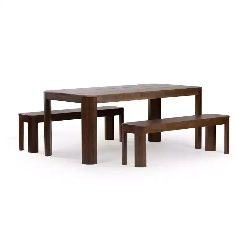 Ensemble table à manger moderne en bois massif Plank+Beam 72 avec 2 bancs