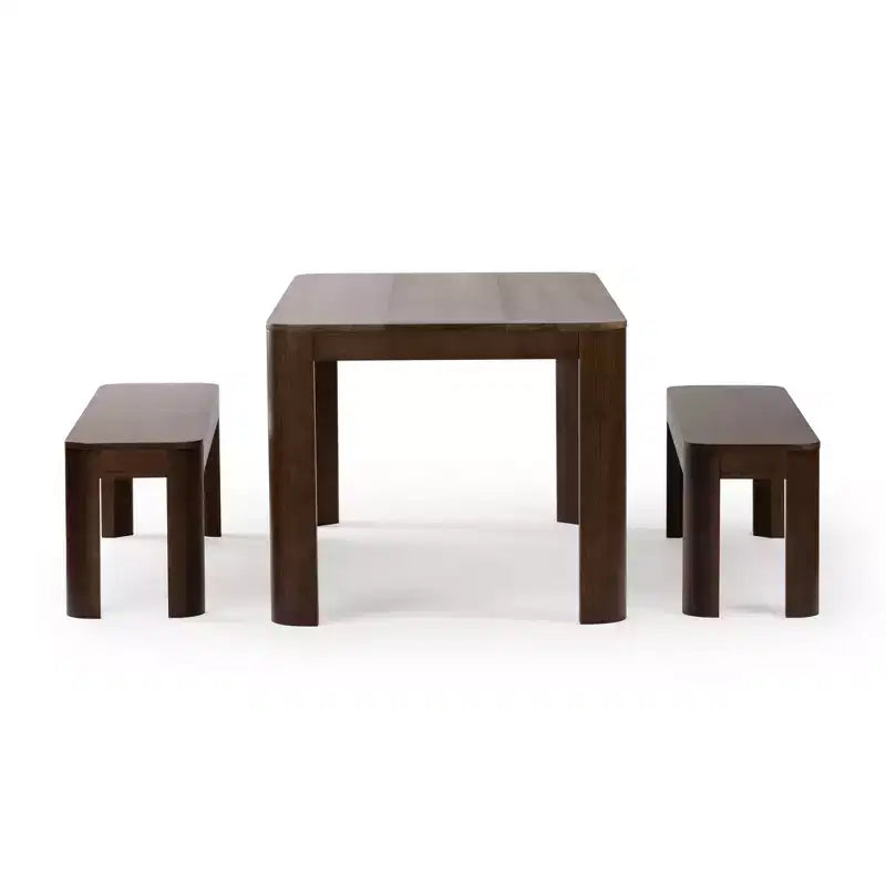 Ensemble table à manger moderne en bois massif Plank+Beam 72 avec 2 bancs