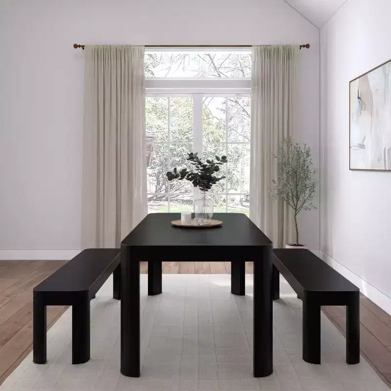 Ensemble table à manger moderne en bois massif Plank+Beam 72 avec 2 bancs