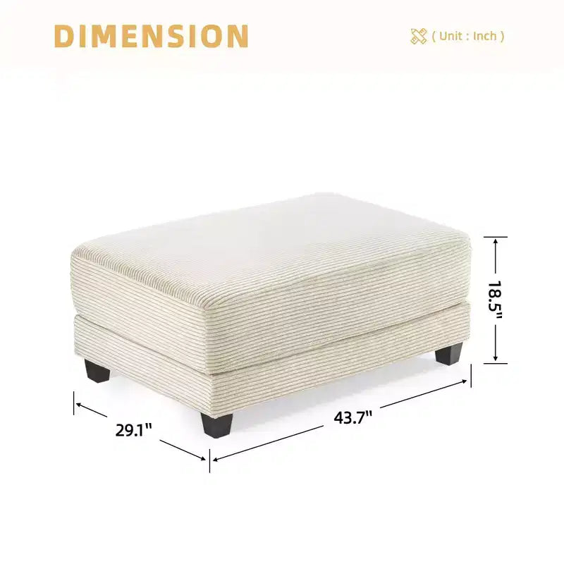 Hyleory Canapé d'angle en velours côtelé 3 places de 284 cm avec pouf pour salon