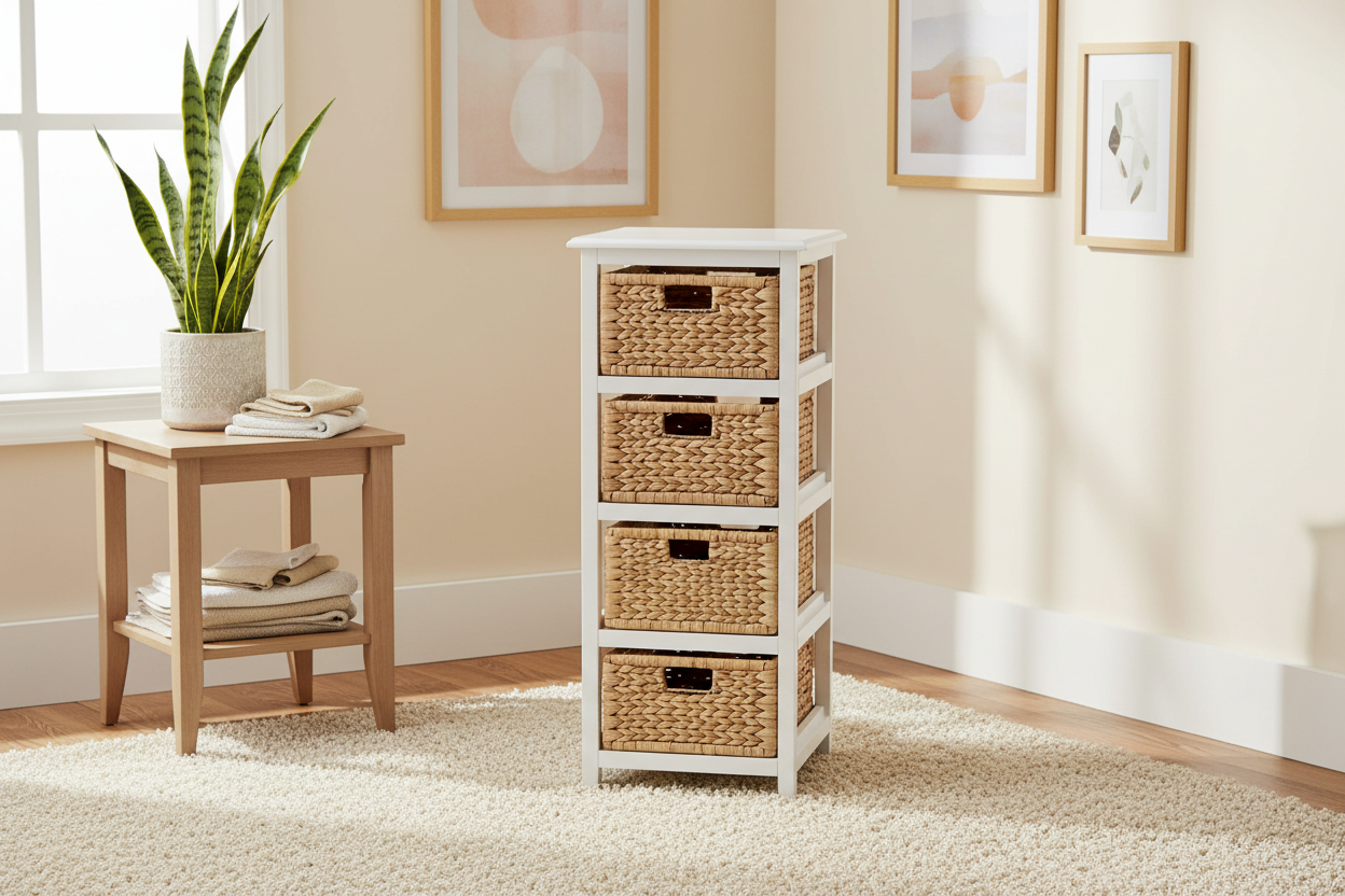 White 4-Basket Storage Unit – Homepage Banner